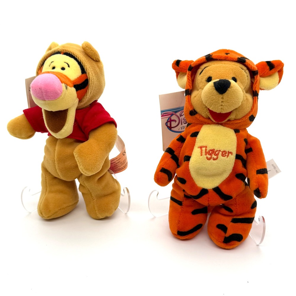 Disney Store Pooh as Tigger & Tigger as Pooh Halloween Plush Pair 1999